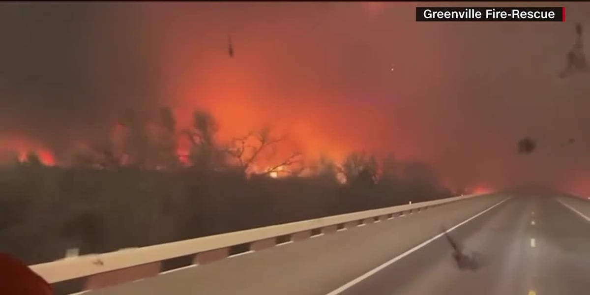 RAW: Firefighters in Texas drive through Smokehouse Creek Fire (no audio) [Video]