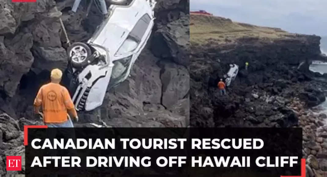 Canadian tourist rescued after accidentally driving a rental Jeep off a Hawaii cliff - The Economic Times Video