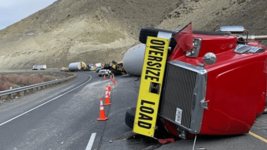 Stretch of I-84 closed due to rollover crash involving windmill tower [Video]