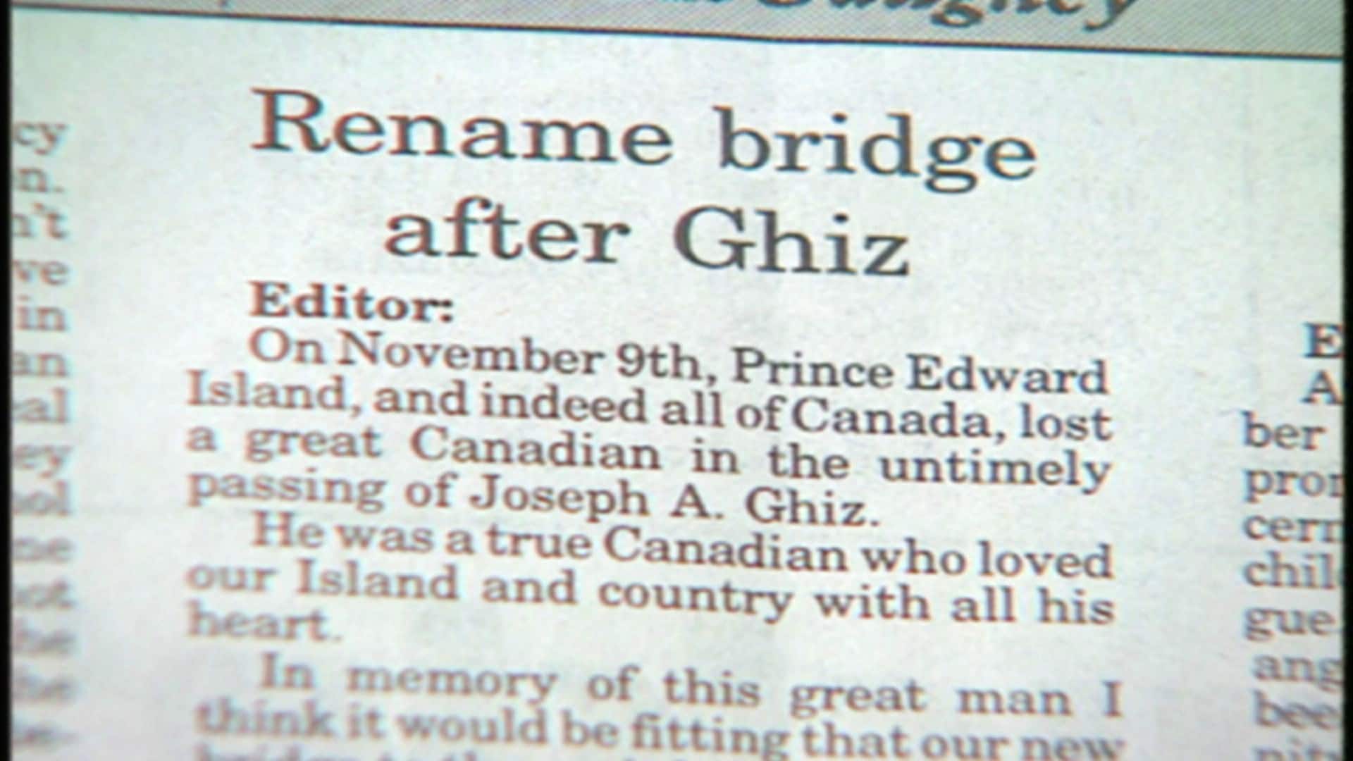 From the archives: Confederation Bridge almost named after Joe Ghiz? [Video]