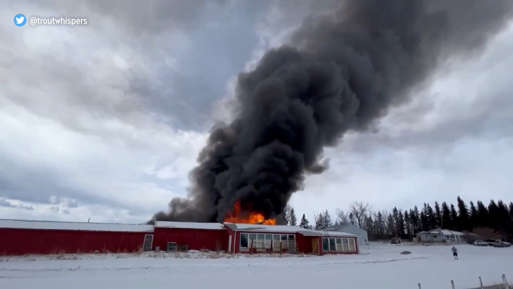Fire crews battling Springbank barn blaze [Video]