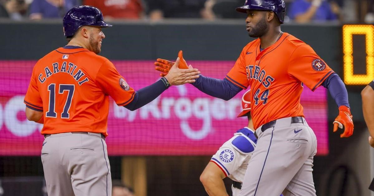 Alvarez and Caratini homer as Astros beat Rangers 10-5 for a series split after Valdez scratched [Video]