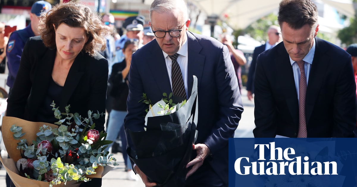 Australian prime minister Anthony Albanese lays flowers for Bondi Junction stabbing victims  video | Australia news