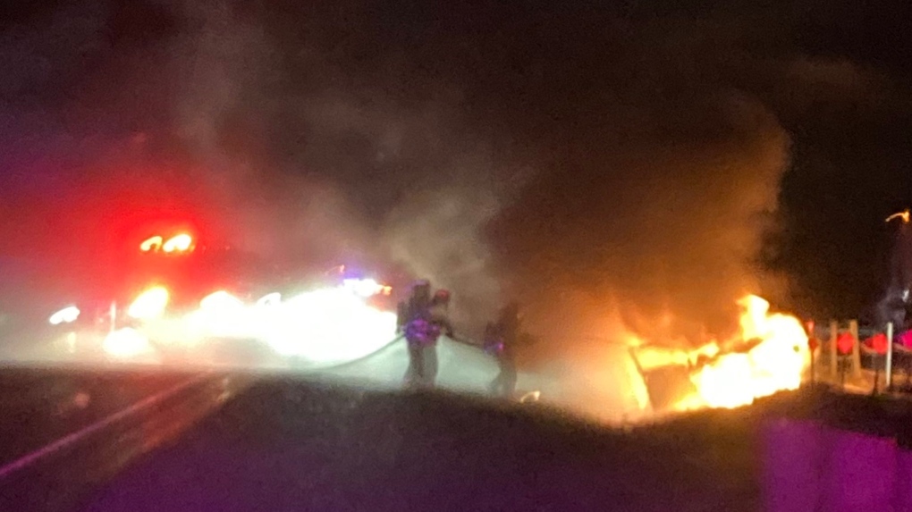 Highway 401 car fire in Elgin County [Video]