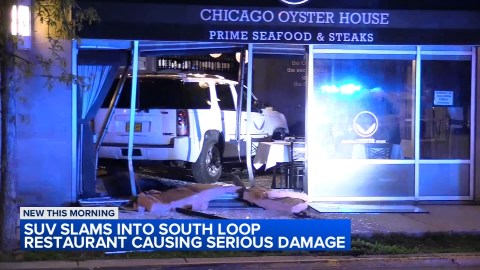 SUV crashes into Chicago Oyster House restaurant in South Loop causing extensive damage, CPD says [Video]
