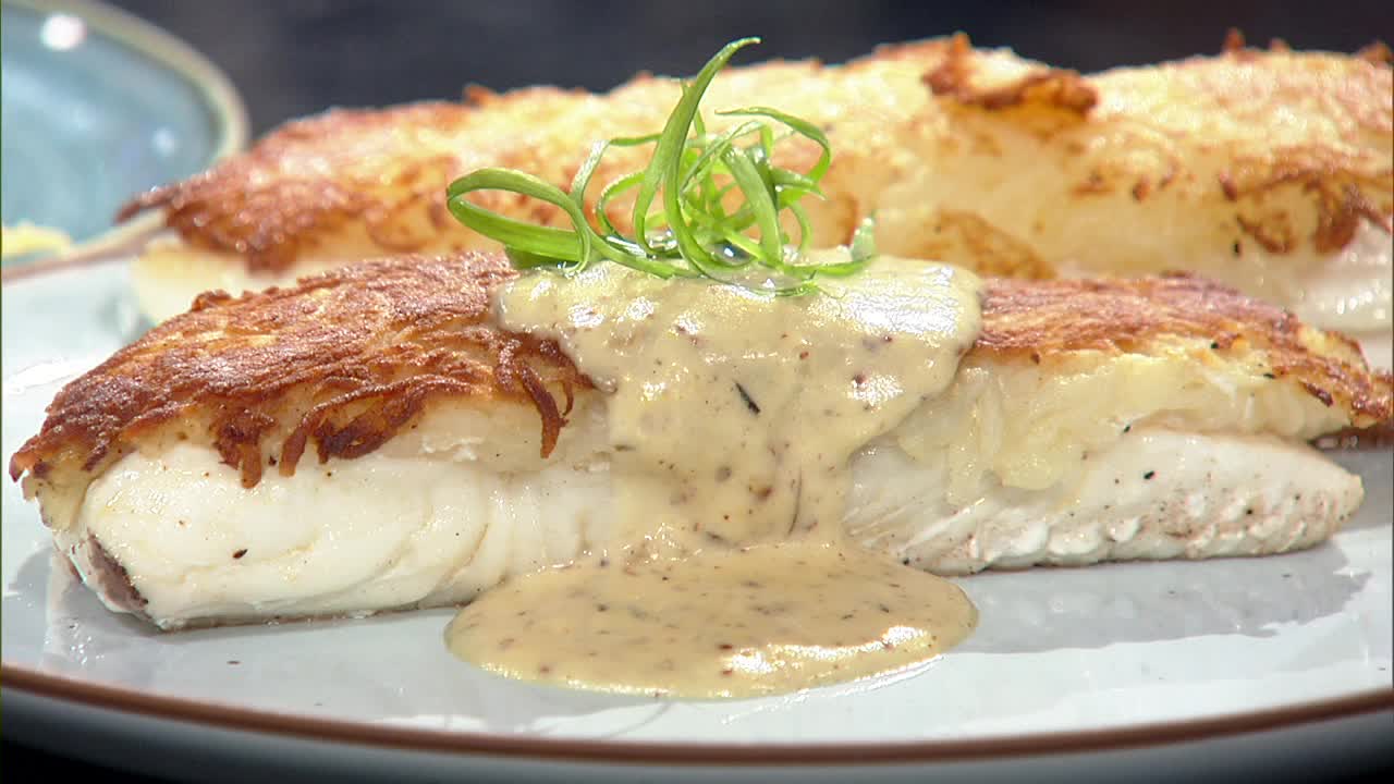 Potato and horseradish crusted halibut recipe from Sea Breeze [Video]