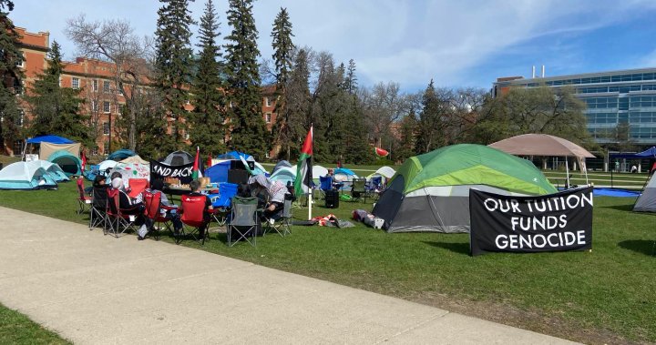 Gaza protest encampment remains on Edmonton campus afterCalgarysit-in ended by police [Video]