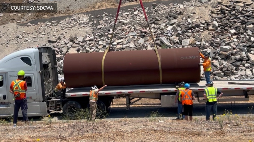 Replacement pipes start journey from San Diego to Calgary [Video]
