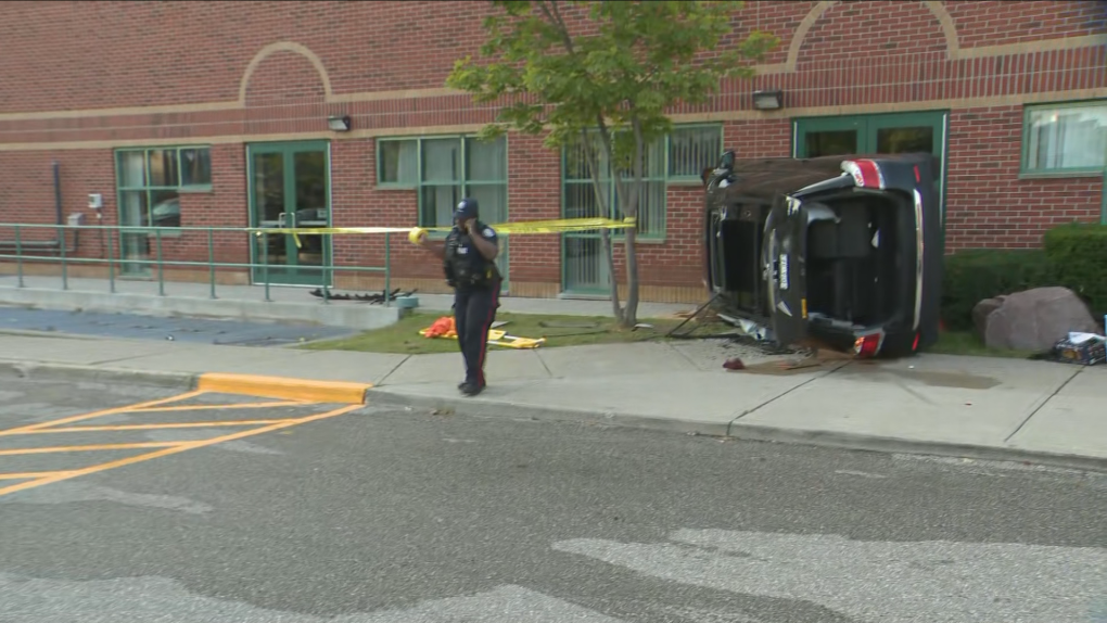 Pregnant woman injured after vehicle rolls into building in Scarborough [Video]