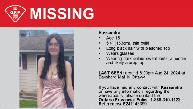 Missing girl: OPP looking to locate missing 15-year-old last seen in Ottawa [Video]