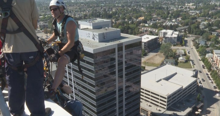 Fearless fundraisers rappel down Kelowna tower for Easter Seals Drop Zone – Okanagan [Video]