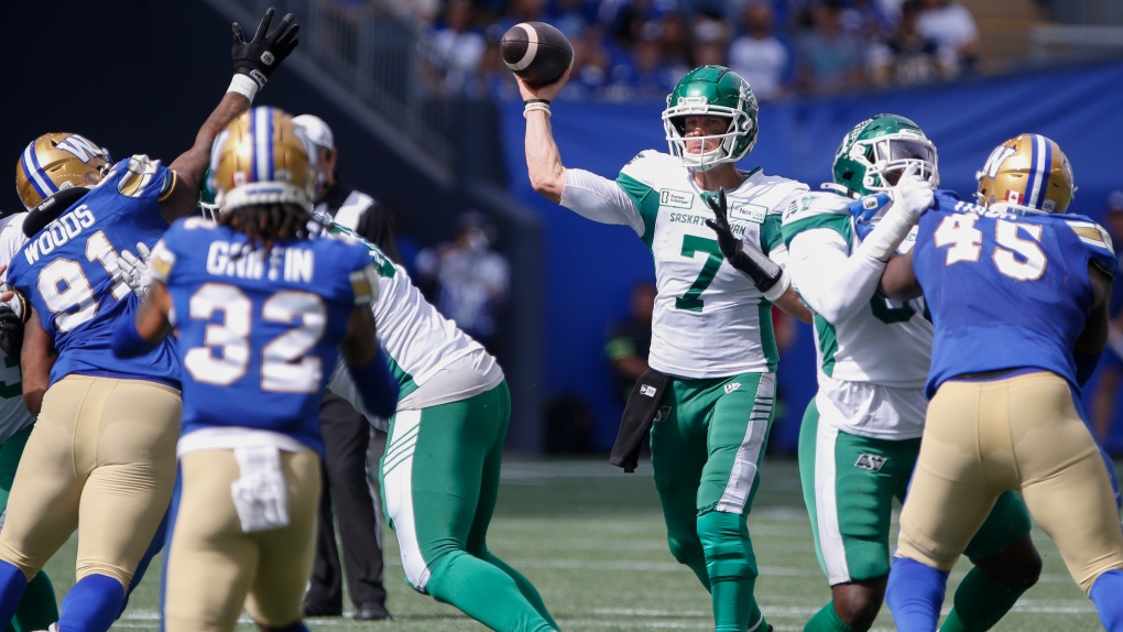 CFL: Winnipeg Blue Bombers down Saskatchewan Roughriders 26-21 [Video]