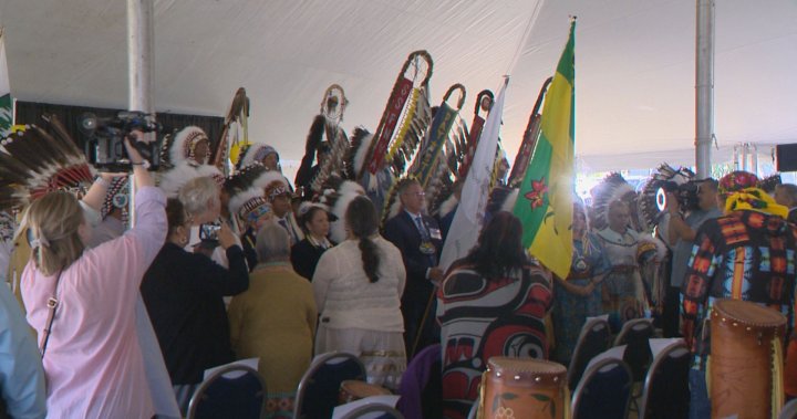 Chiefs, dignitaries gather on Treaty Four grounds to celebrate 150th anniversary of signing [Video]