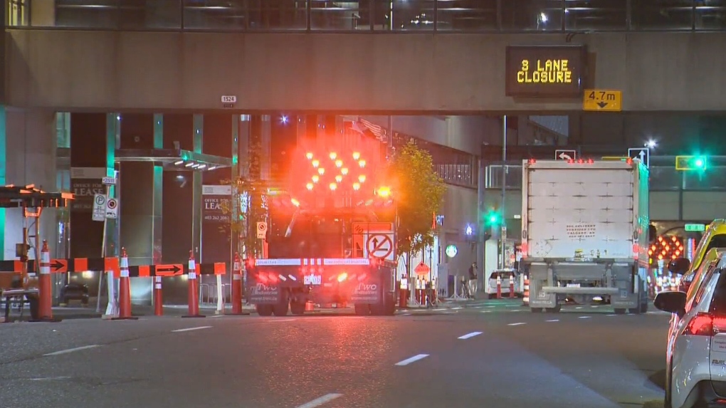 Road closure in downtown Calgary [Video]