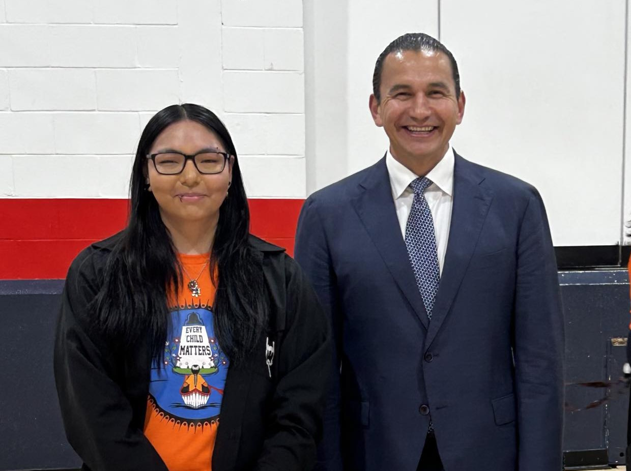 Local Indigenous artist Kae Maud gifts Premier Wab Kinew meaningful artwork  – PortageOnline.com [Video]