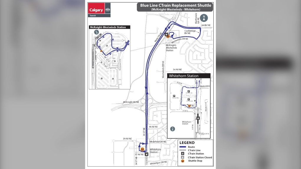 Repair and maintenance work force closure of part of Blue Line Saturday in Calgary [Video]