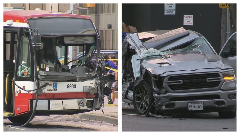 TTC bus and truck crash, injuring 8 [Video]