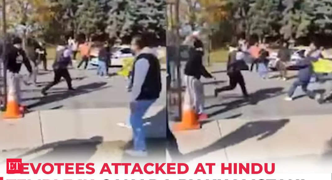 Khalistani extremists attack devotees in Canadas Hindu Sabha temple, Trudeau Condemns - The Economic Times Video