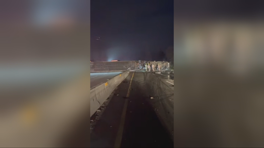 Semi truck crash closes Highway 1 in Chilliwack [Video]