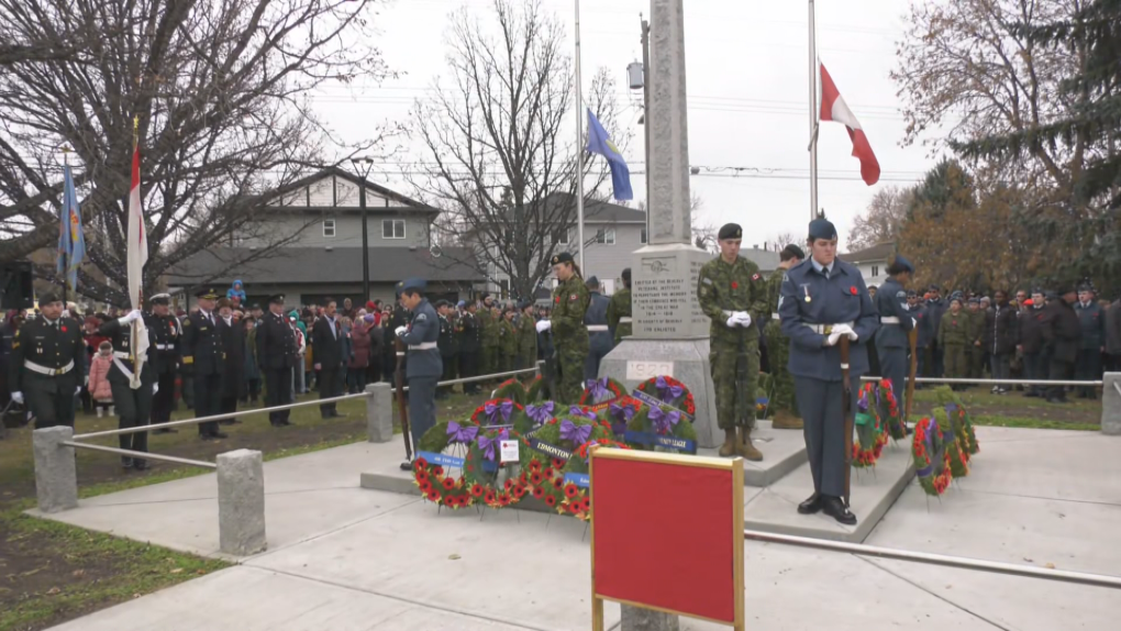 Alberta’s oldest cenotaph hosts Remembrance Day service [Video]