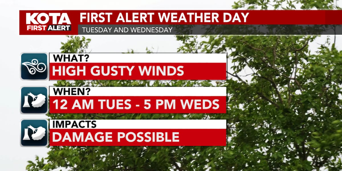 First Alert Weather Days Tuesday and Wednesday; damaging wind gusts possible [Video]