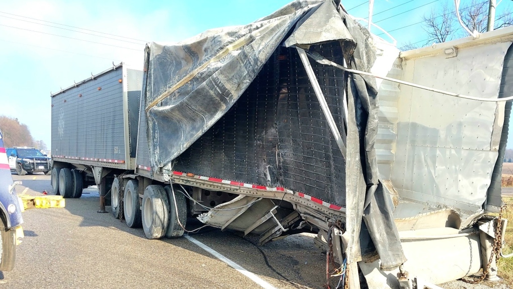 OPP report minor injuries after commercial vehicles collide [Video]