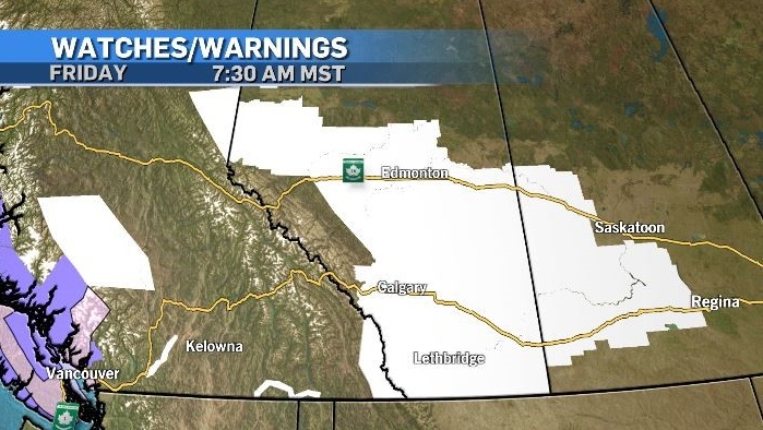 Calgary weather: Widespread snowfall warnings issued ahead of 