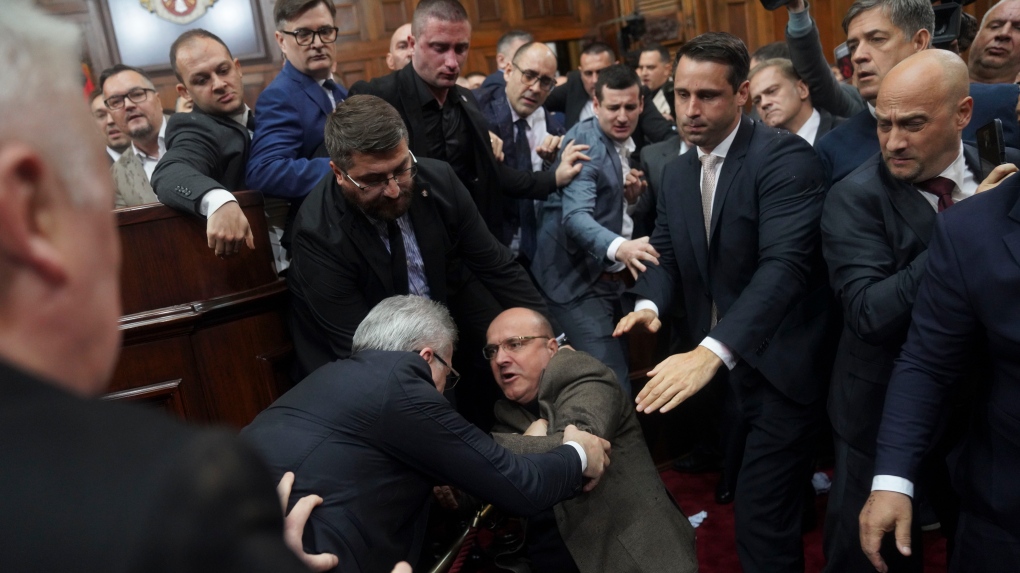 Serbia parliament: Brawls break out [Video]