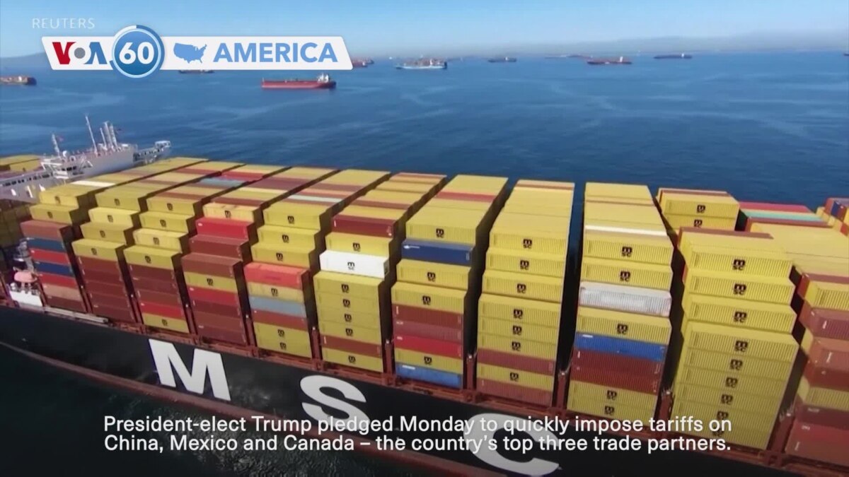 VOA60 America - Trump pledges immediate tariffs on goods from Mexico, Canada and China [Video]