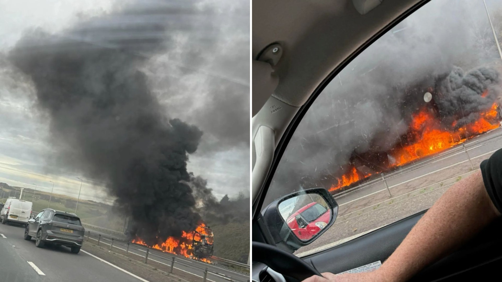 Moment flames engulf lorry full of sawdust on major motorway sparking travel carnage [Video]