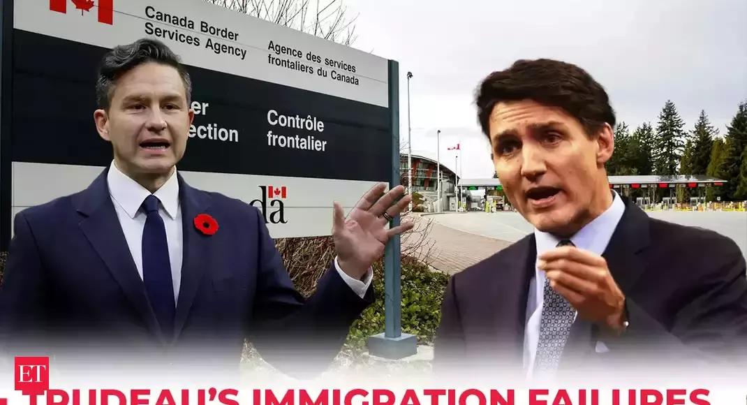 Justin Trudeau lost control of border and immigration: Oppn Leader Poilievre slams Canadian PM – The Economic Times Video