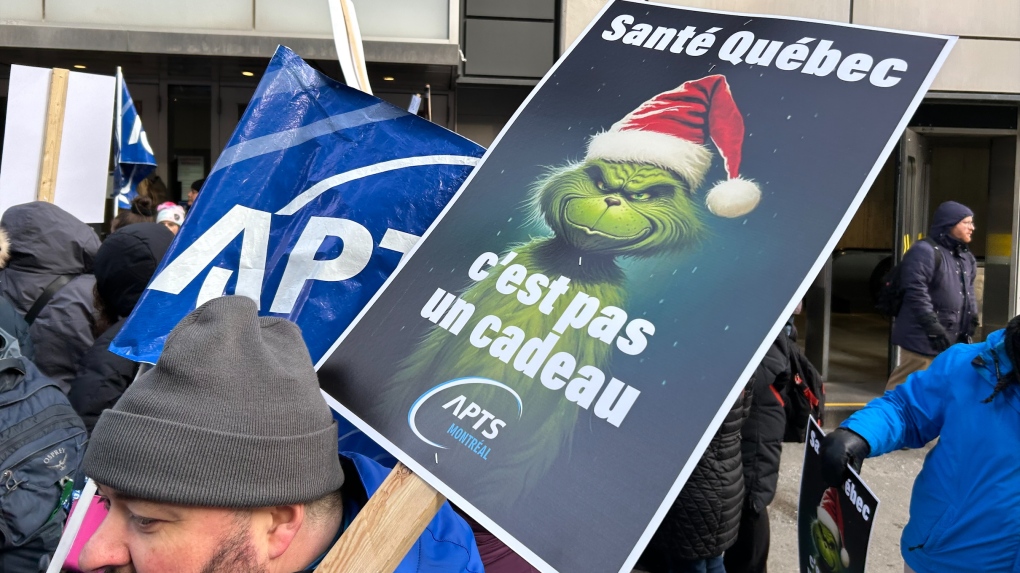 Sante Quebec: Unions unhappy, APTS demonstrates [Video]