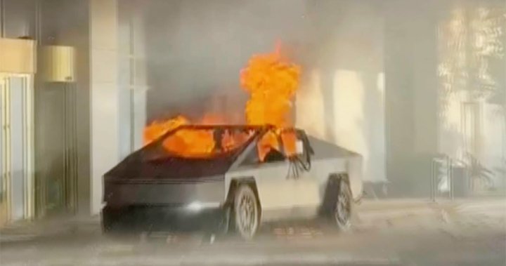 Man died from gunshot before Cybertruck explosion outside Trump hotel: police – National [Video]