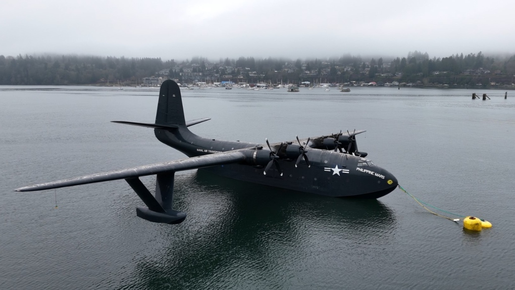 Philippine Mars waterbomber in Cowichan Bay for repairs [Video]