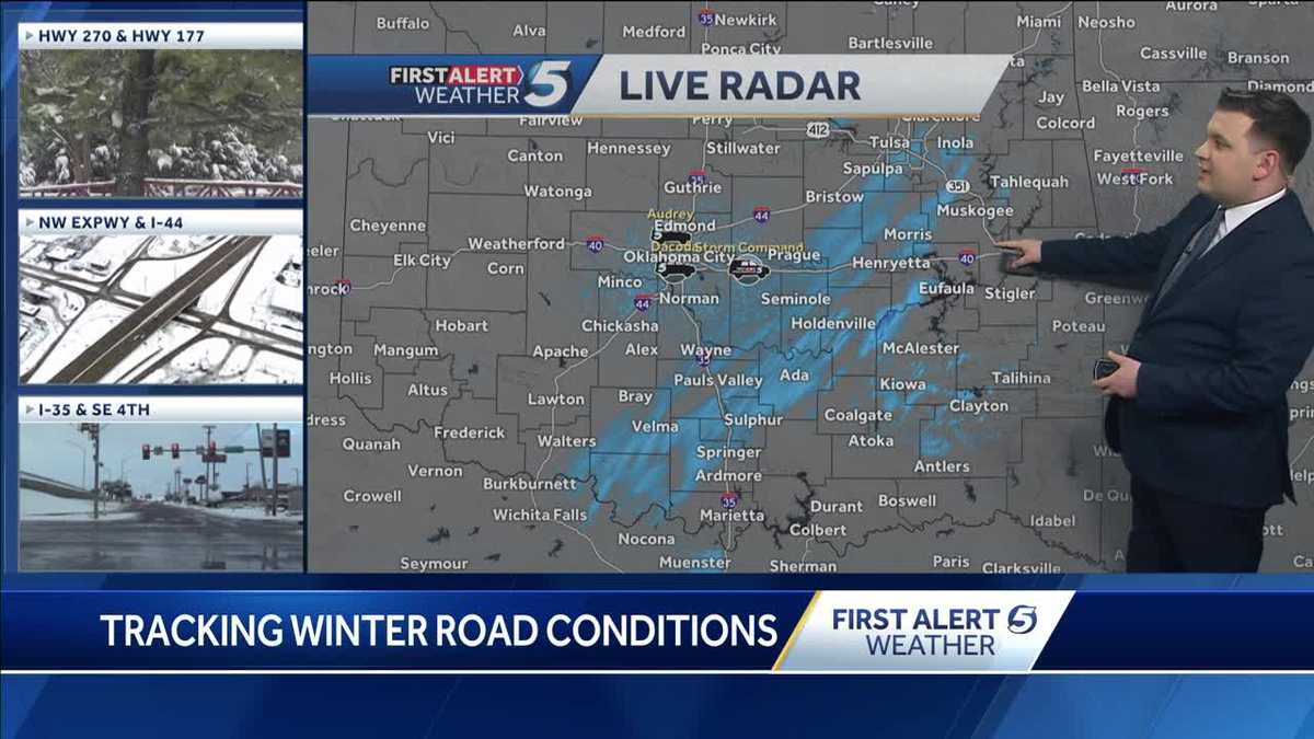 Snowfall moves out of OKC metro, some slick roads remain [Video]