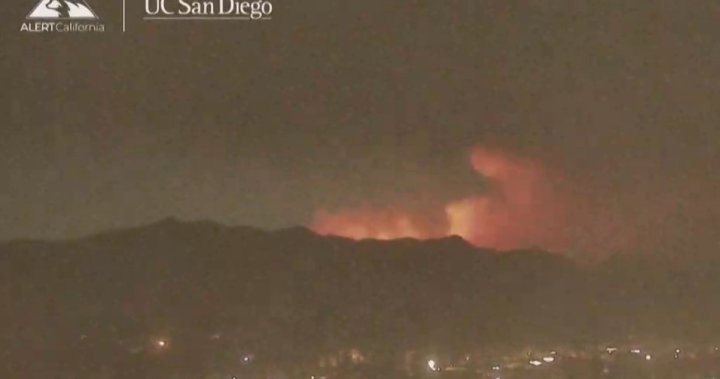 Time lapse video shows growth of massive L.A. Palisades fire overnight – National