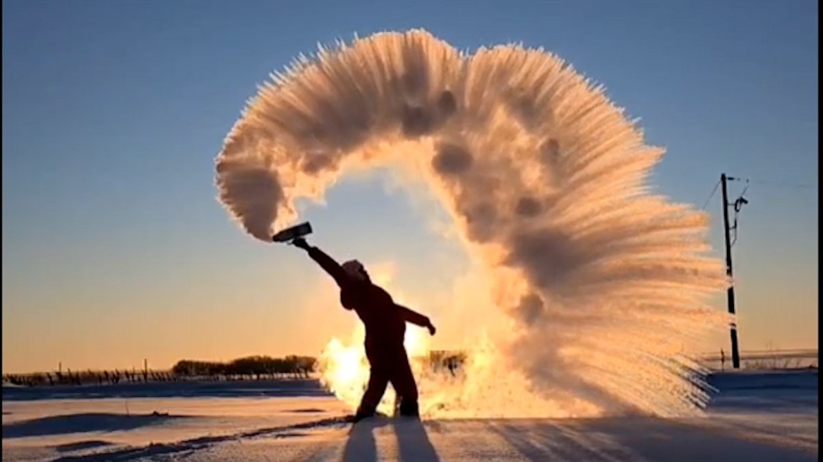 Sub-zero temps freeze water instantly in Canada  NBC10 Philadelphia [Video]