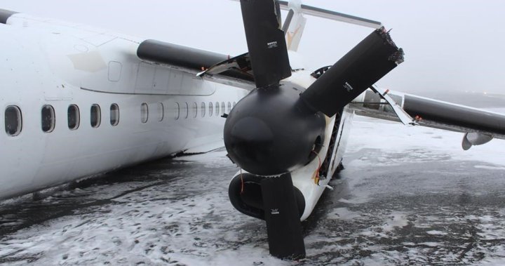 Blown tire blamed for causing passenger planes landing gear to collapse in Halifax – Halifax [Video]