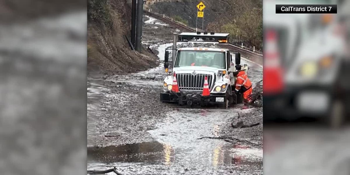 Mudslides force part of a California state highway to close [Video]