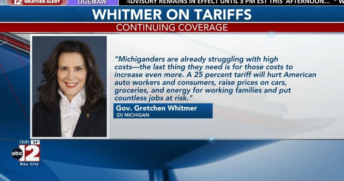 Gov. Gretchen Whitmer reacts to tariffs on Canada and Mexico | Video