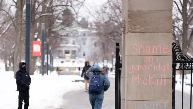 Vandalism spree leaves broken windows, ‘Free Palestine’ graffiti at Canadian university: police [Video]