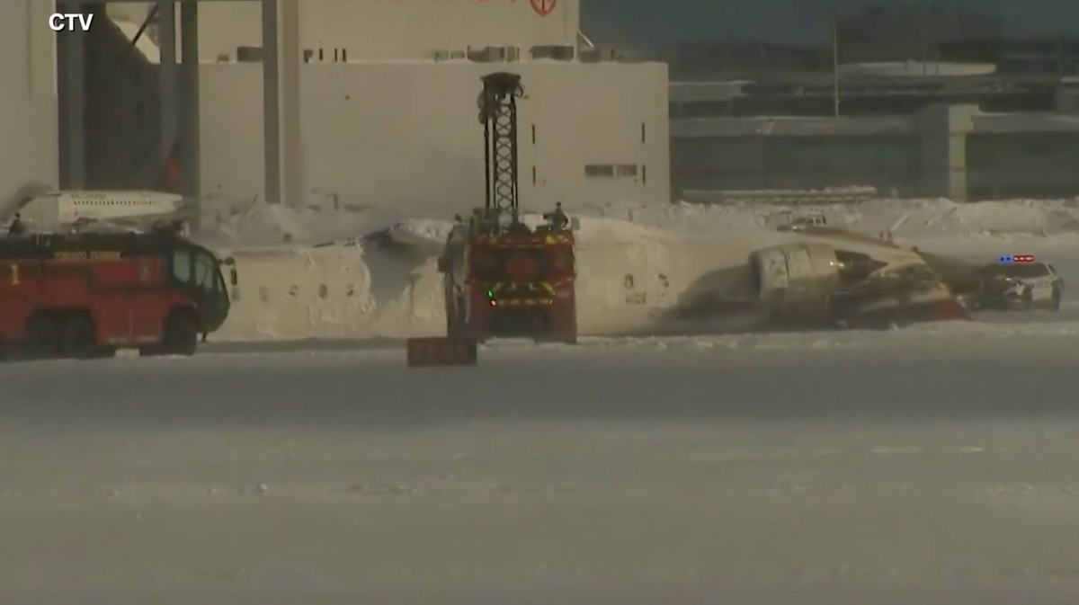 Delta Airlines plane flips on landing in Toronto and a badly hurt child is among 19 injured [Video]