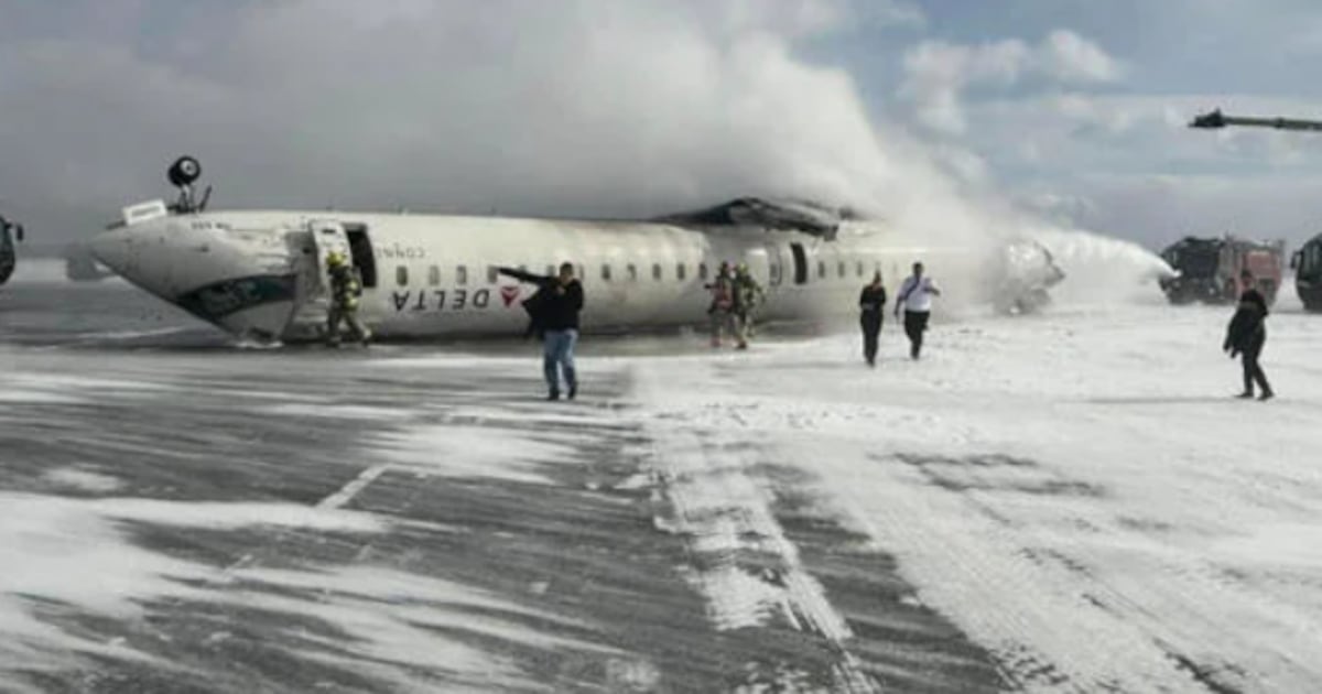 Delta Airlines plane flips on landing in Toronto and a badly hurt child is among 19 injured  Boston 25 News [Video]