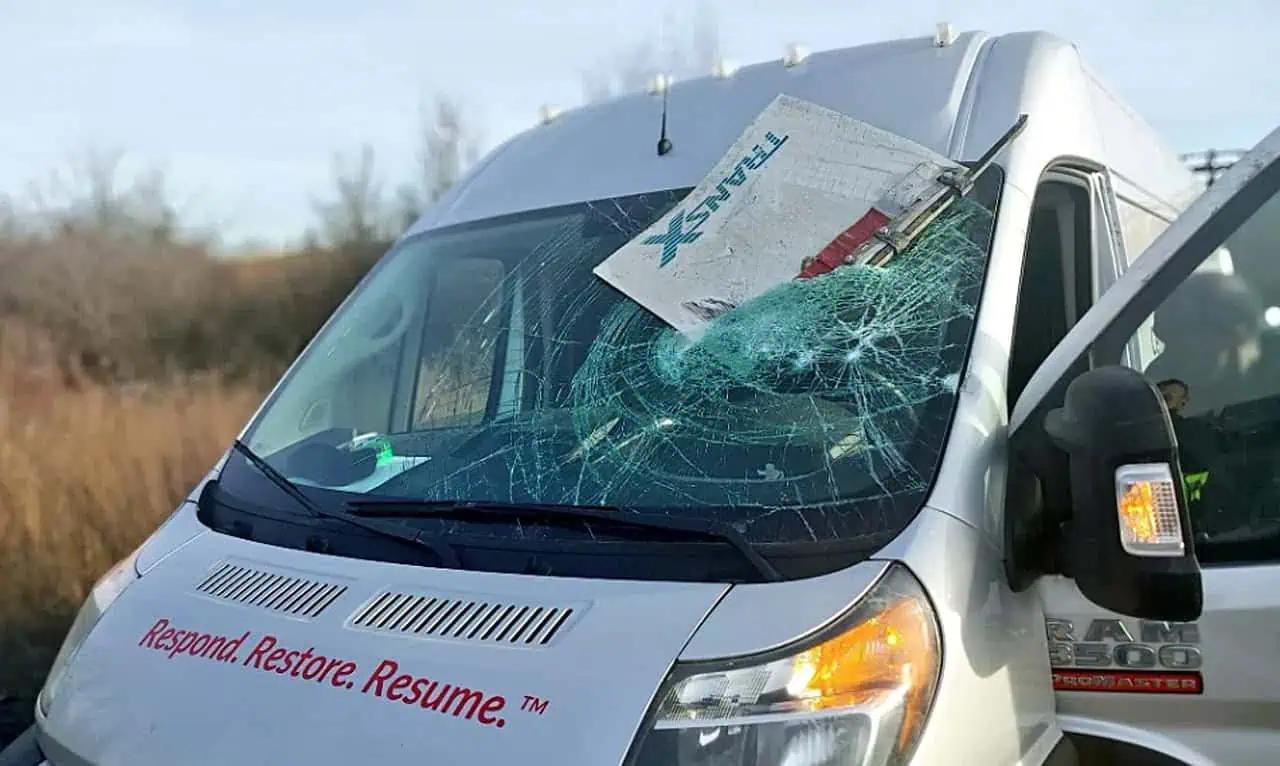 Flying object smashes through windshield of van on Ontario highway [Video]