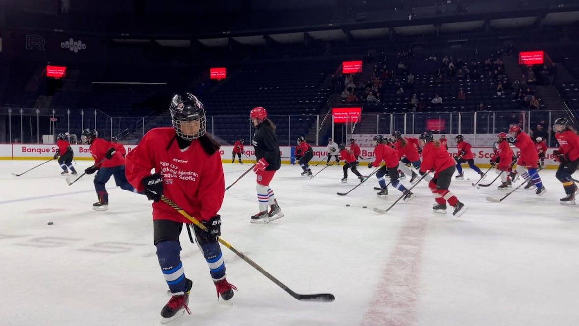 Young hockey players face off alongside PWHL pros at yearly girls-only workshop [Video]