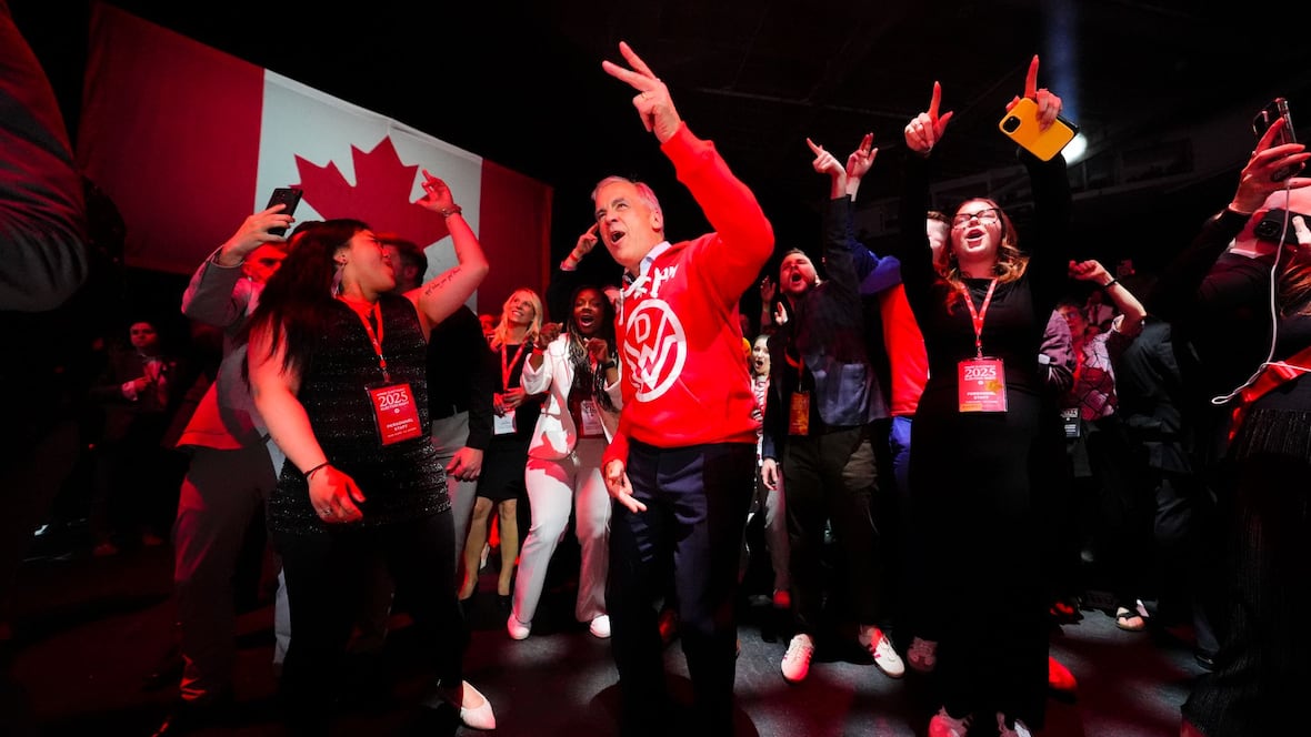 Carney dances to Down With Webster after election win [Video]