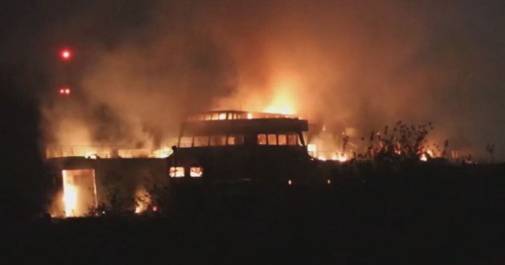 RCMP called in after derelict ferry burns in suspicious blaze overnight – National [Video]