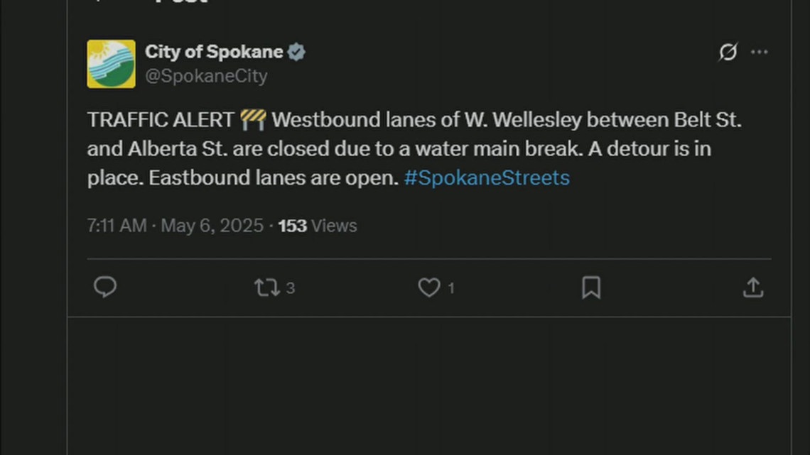 City of Spokane crews working to repair water main break near Shadle Shopping Center [Video]