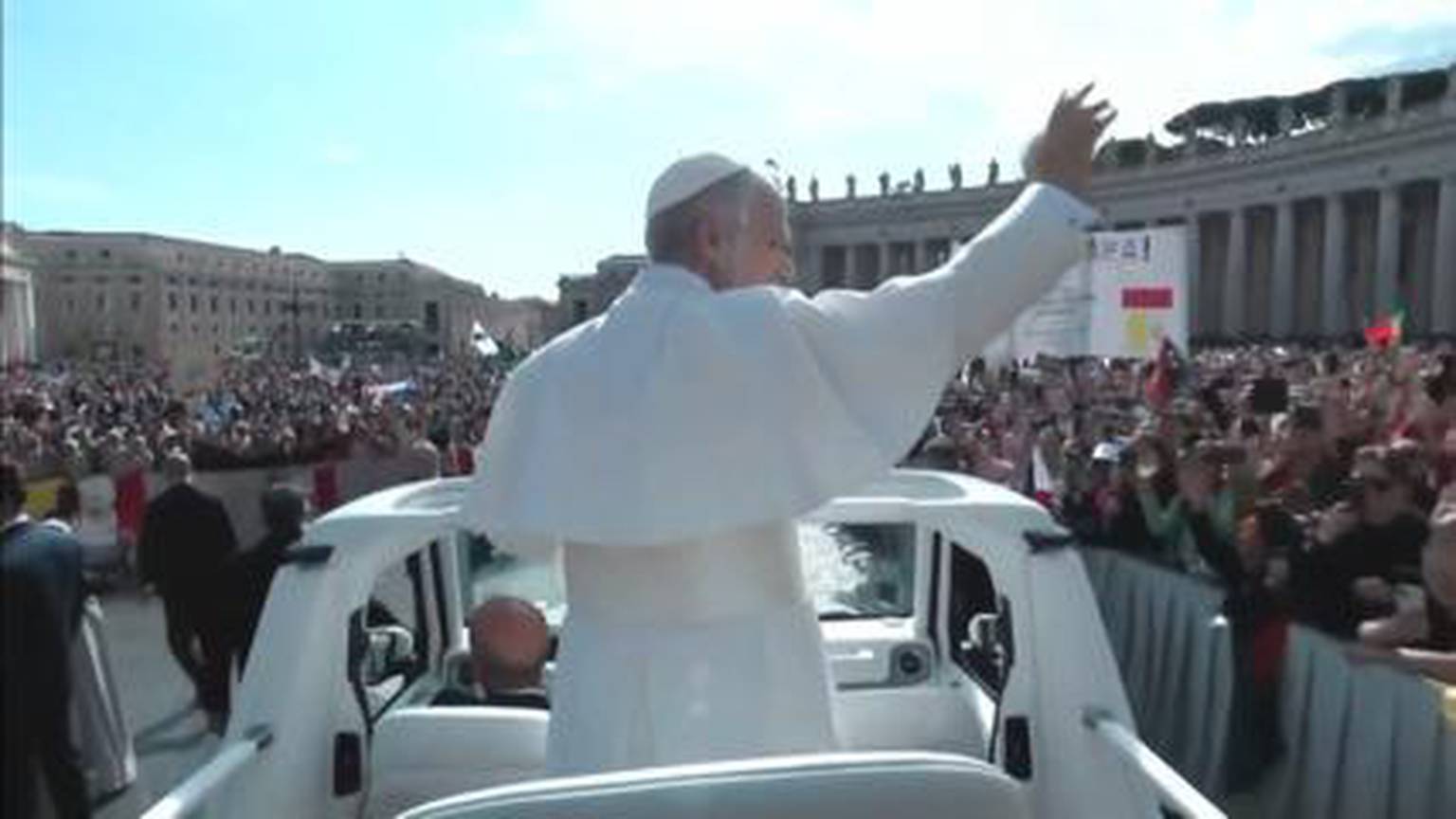 Pope Leo XIV takes his first popemobile ride through St. Peter