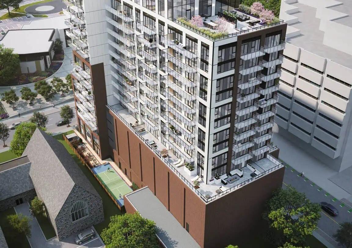 Downtown development on site of historic Ontario church rectory increased to 18 storeys [Video]
